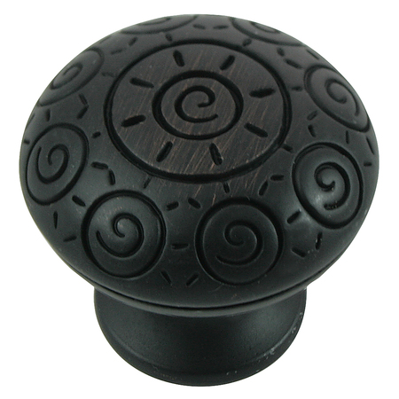 MNG 1 1/4" Sun Swirl Round Knob, Oil Rubbed Bronze 10313